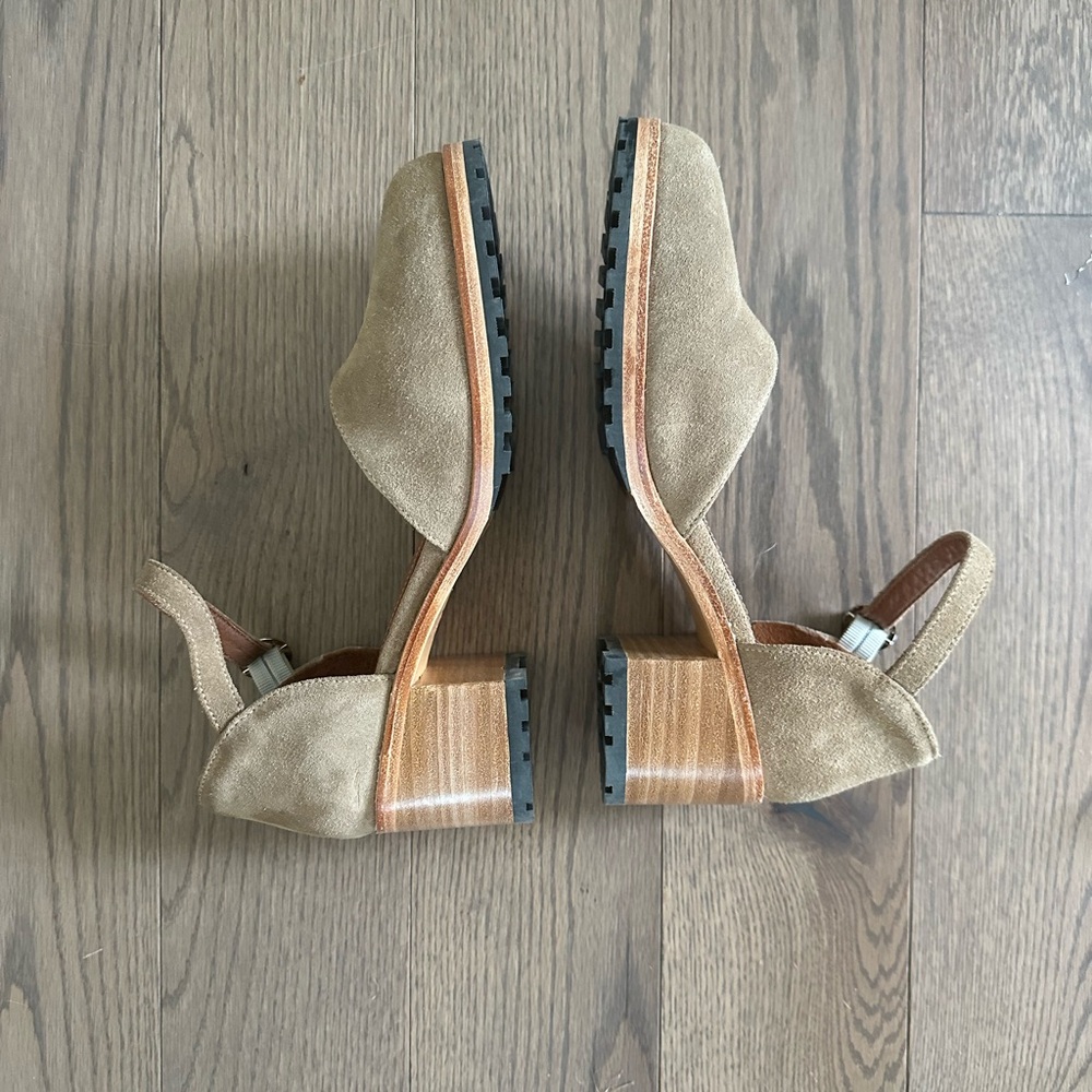 Portland Leather Tan Heels with Ankle Strap - Picture 3 of 5